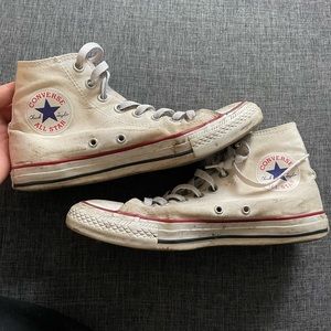 White Converse High Tops Men's 6.5 / Women's 8.5